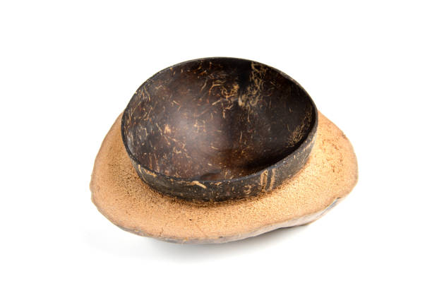 istock bowl made from Coconut shell with wooden spoon 650283784