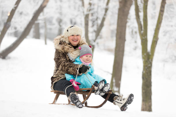 istock Three year old girl on a sled with grandma 650284234