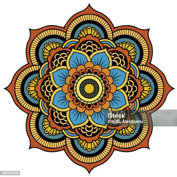 Colored Mandala On The White Backgroundvector Stock Illustration - Download Image Now - Antique, Art, Azerbaijan