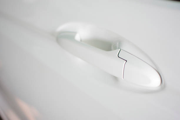 istock Car door white color handle 650340354