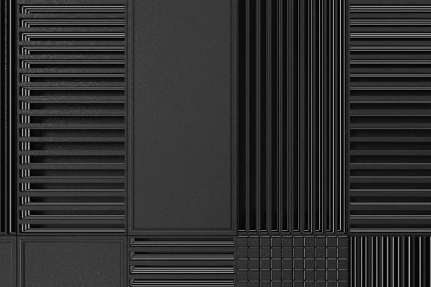 istock Futuristic technological or industrial background made from metal grates with glowing lines and elements 650381656