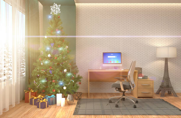 istock Christmas tree with decorations in the living room. 3d illustration 650403860