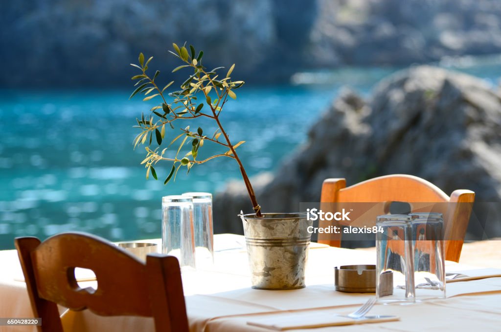 Greek tavern concept Restaurant Stock Photo