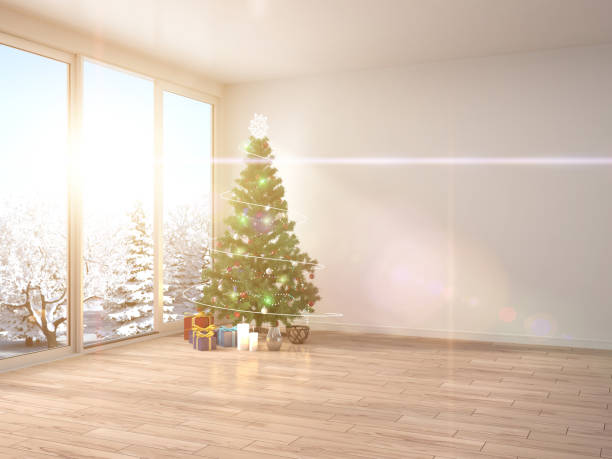 istock Christmas tree with decorations in the living room. 3d illustration 650434090