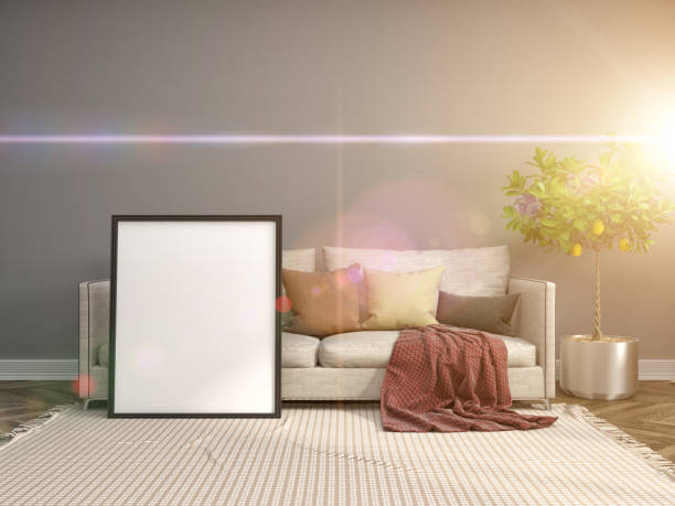 istock mock up poster frame in interior background. 3D Illustration 650441260