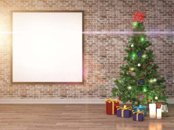 istock Christmas tree with decorations in the living room. 3d illustration 650445294