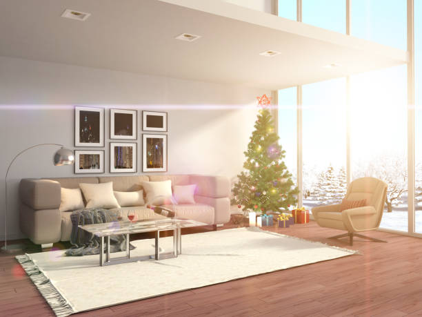 istock Christmas tree with decorations in the living room. 3d illustration 650447160