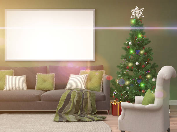 istock Christmas tree with decorations in the living room. 3d illustration 650447294