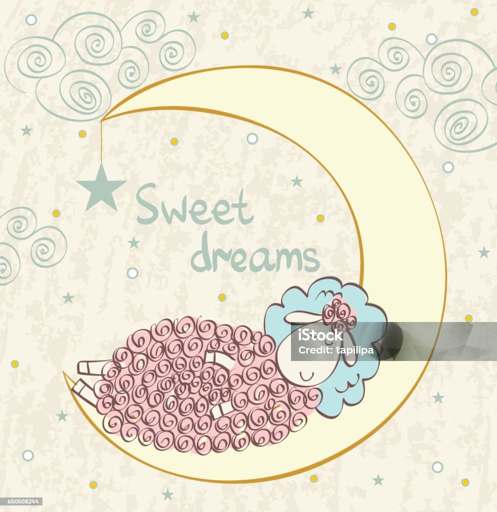 Sleeping sheep Cartoon Sleeping sheep. Cute Hand Drawn  illustration Animal stock vector