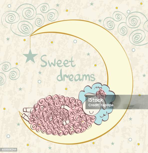 Sleeping Sheep Stock Illustration - Download Image Now - Animal, Announcement Message, Arrival