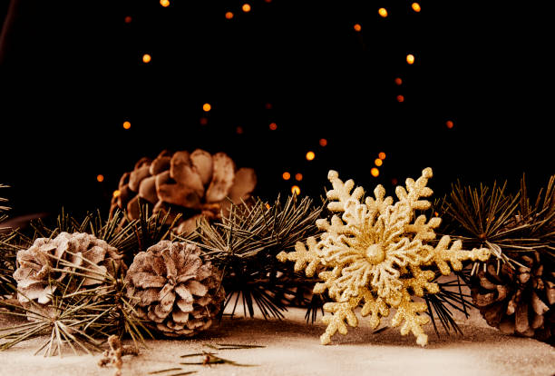 istock Christmas card with fir branches and decoration 650527404