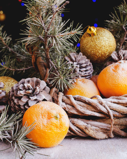 istock Christmas card with fir branches and decoration 650527948