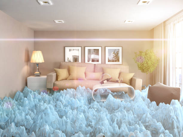 istock interior with ice. Air conditioning air cooling concept. 3d illustration 650543808
