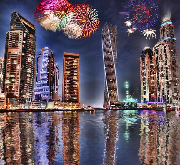 istock New Year fireworks display in Dubai Marina, UAE 650606540