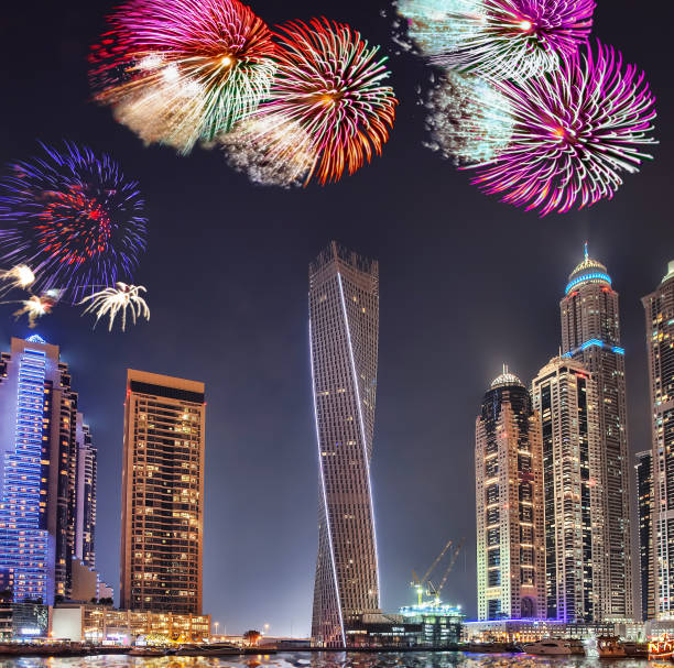 istock New Year fireworks display in Dubai Marina, UAE 650606564