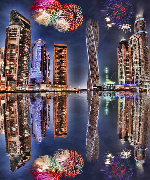 istock New Year fireworks display in Dubai Marina, UAE 650606668