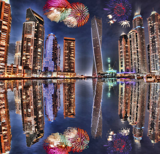 istock New Year fireworks display in Dubai Marina, UAE 650607020