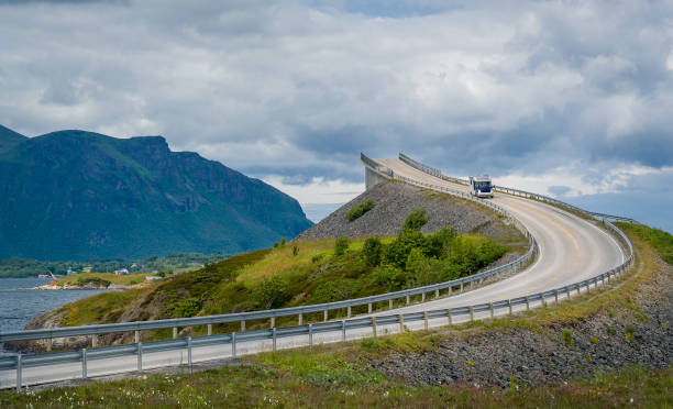 istock Scenic Atlantic Road curved bridge, Norway 650613330