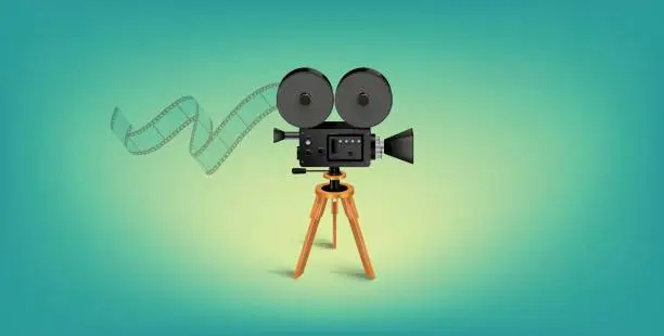 Vector illustration of Detailed Vector Movie Camera Illustration