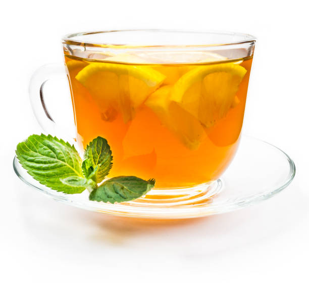 istock Isolated transparent cup of tea with lemon slice 650613766