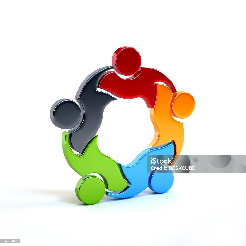 People Group Teamwork Logo. 3D Rendering illustration Logo Stock Photo