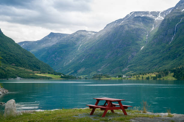 istock Camp table on the fjord shore, Norway 650620908