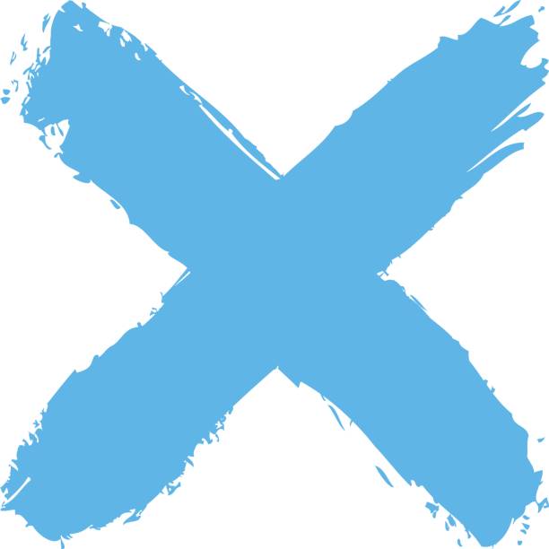 blaues kreuz und quer durch pinselstrich zeichen löschen - cross shape cross dirty grunge stock-grafiken, -clipart, -cartoons und -symbole