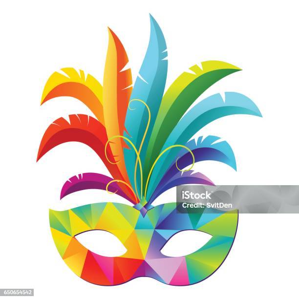 Masque Vectoriel Partie Carnaval Coloré Avec Des Plumes Vecteurs libres de droits et plus d'images vectorielles de Carnaval - Réjouissances