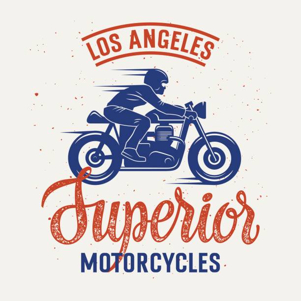 Superior motorcycle 005 Vector illustration with a Motorcycle Rider and hand-made lettering / Cafe Racer T-shirt graphics / Vintage typography for apparel cafe racer stock illustrations