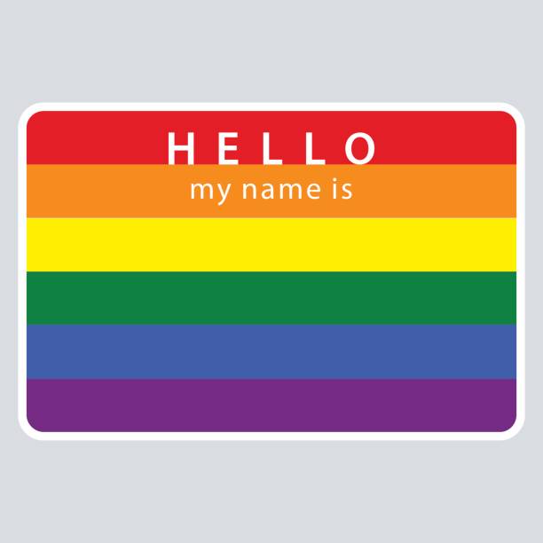 名前タグこんにちは私の名前は lgbt の虹色の旗 - hello my name is点のイラスト素材／クリップアート素材／マンガ素材／アイコン素材