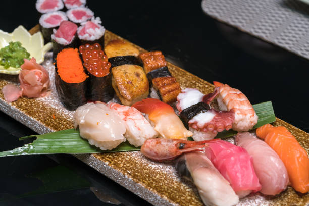 istock Japanese tasty sushi set on the table 650689386