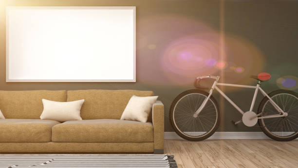 istock mock up poster frame in interior background. 3D Illustration 650694894
