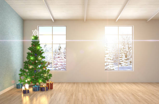 istock Christmas tree with decorations in the living room. 3d illustration 650695544