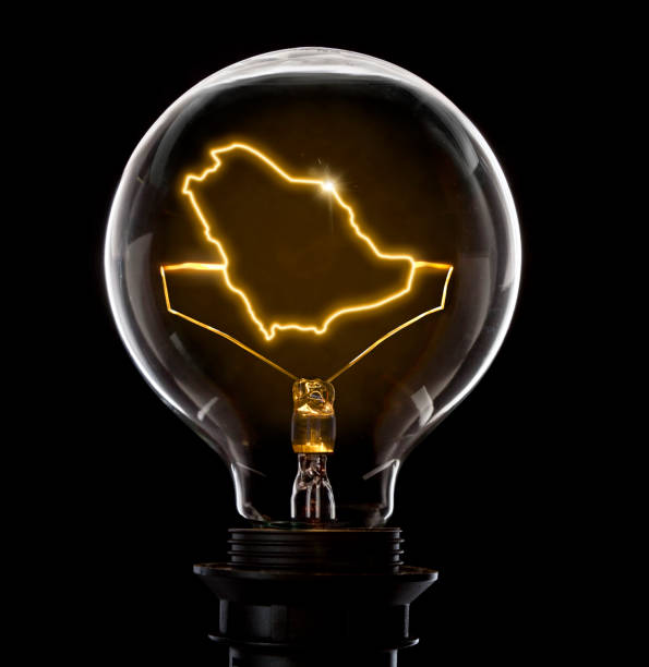 istock Lightbulb with a glowing wire in the shape of Saudi Arabia (series) 650696438