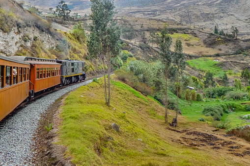 Train trip which goes to the famous Nariz del Diablo rocky mountain, located in Aluasi town, Ecuador