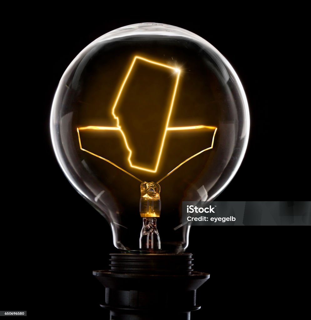 Lightbulb with a glowing wire in the shape of Alberta (series) Clean and shiny lightbulb with Alberta as a glowing wire.(series) Alberta Stock Photo