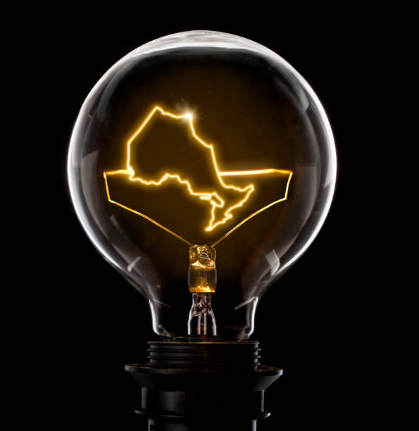 istock Lightbulb with a glowing wire in the shape of Ontario (series) 650696626