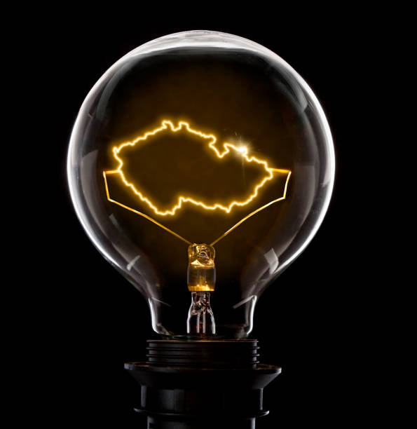 istock Lightbulb with a glowing wire in the shape of Czech Republic (series) 650696698