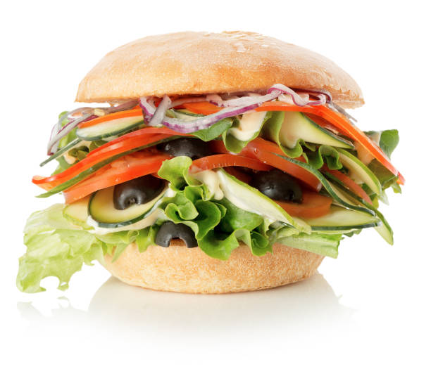 istock veggie burger isolated on the white background 650696974
