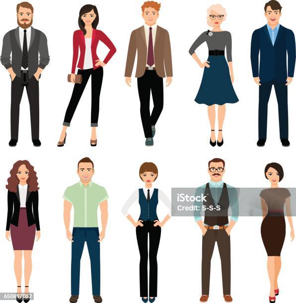 Casual Office People Icons Set Stock Illustration - Download Image Now - Men, Characters, Women