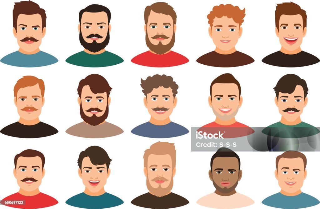 Cartoon Handsome Young Guy Portraits Stock Illustration - Download Image  Now - Emoticon, Men, Avatar - iStock