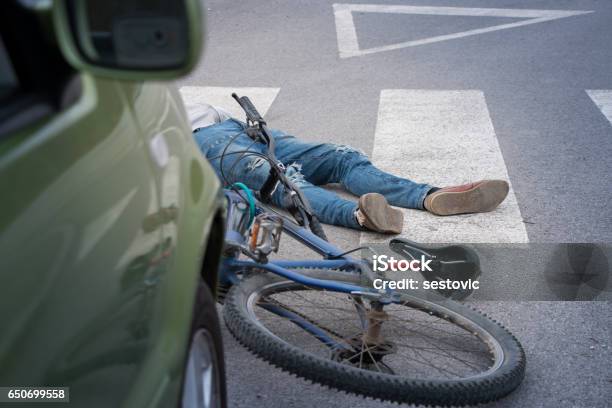 Bicycle Accident Stock Photo - Download Image Now - Crash, Misfortune, Cycling