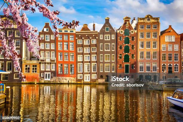 Old Buildings In Amsterdam At Spring Stock Photo - Download Image Now - Amsterdam, Springtime, Netherlands