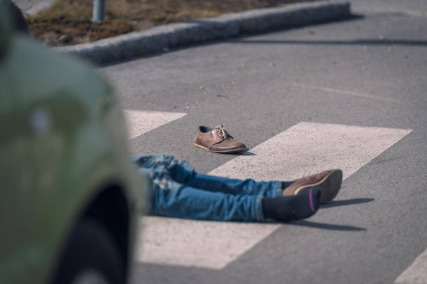 istock Traffic accident.Young man hit by a car 650700448