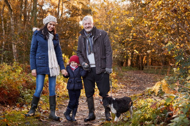 istock Multi Generation Family Take Dog For Walk In Fall Landscape 650702920