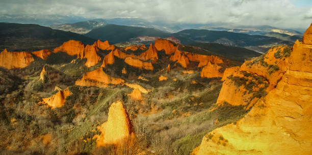 istock Landscape with beutiful and unique red rock formations at Las Medulas, Spain 650707828