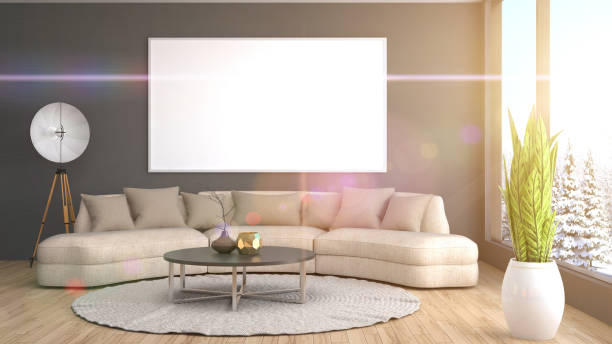 istock mock up poster frame in interior background. 3D Illustration 650714326