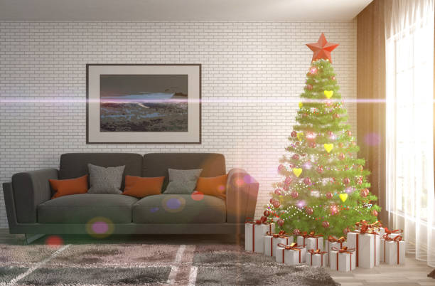 istock Christmas tree with decorations in the living room. 3d illustration 650718740