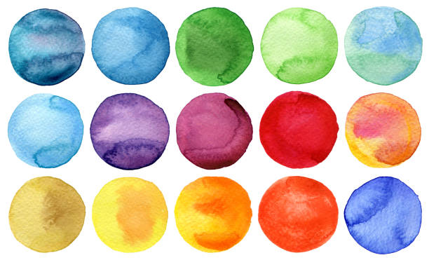 istock Watercolor hand painted circles collection 650719456