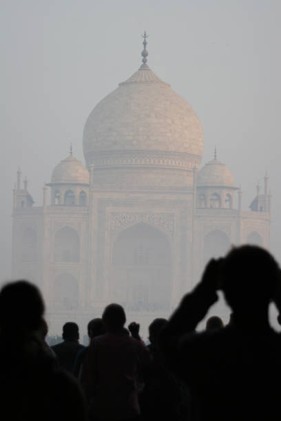 istock Ourism run on Temple Taj Mahal in India 650720108